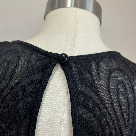 Cache Black Illusion Bodycon Cocktail Dress Sleeveless Party Sexy Fitted Sz 2 - Picture 5 of 9